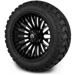 MODZ® Reaper Glossy Black 14" Golf Cart Wheel Combo - LIFTED