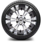 Modz Vampire Machined Black Wheels 14x7 with 205/30-14 Arisun X-Sport Tires