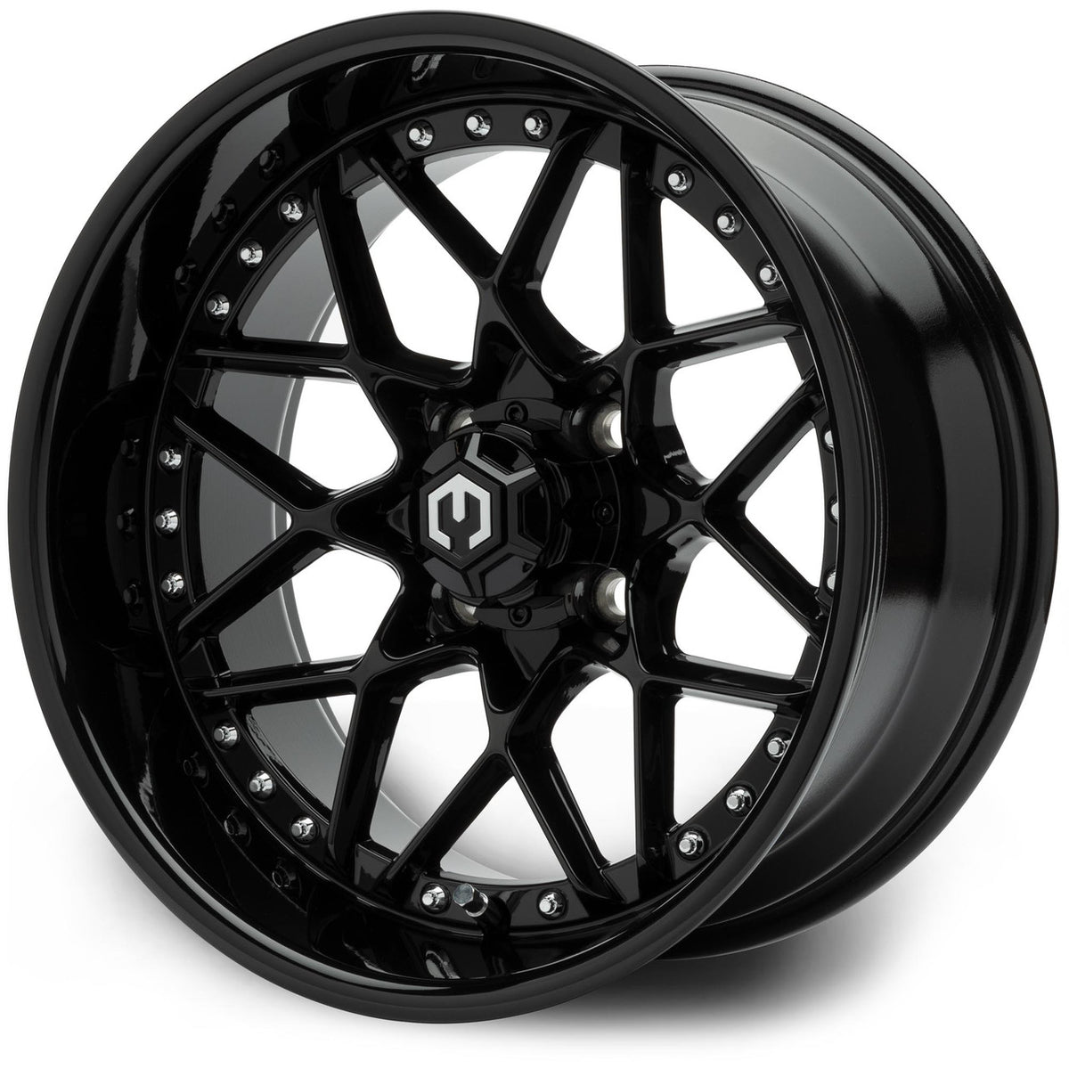 MODZ® Formula Glossy Black 15" Golf Cart Wheel Golf Cartology