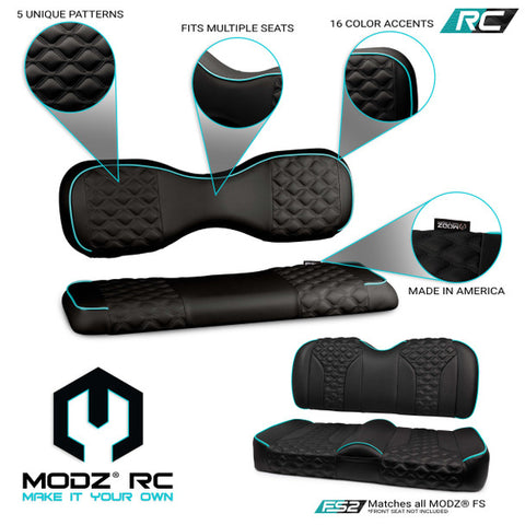 Modz RC Custom Rear Seat Covers, Black Base