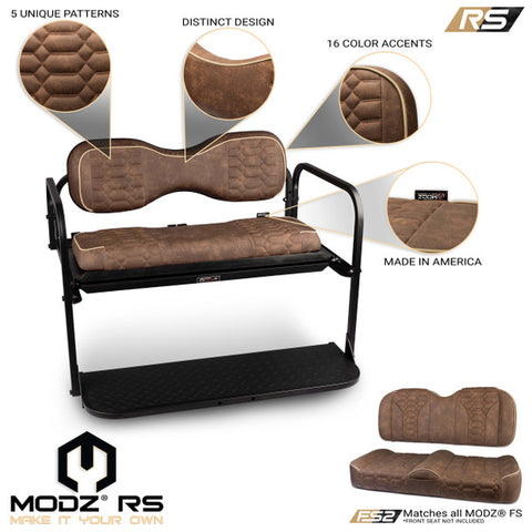 Modz Flip4 RS Custom Golf Cart Rear Seat Kit, Brown Base
