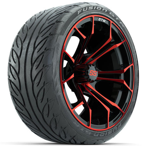 GTW Spyder Red/Black Wheels 15x7 with 215/40-R15 Fusion GTR Street Tires