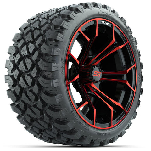 GTW Spyder Red/Black Wheels 15x7 with 23x10-R15 Nomad All-Terrain Tires