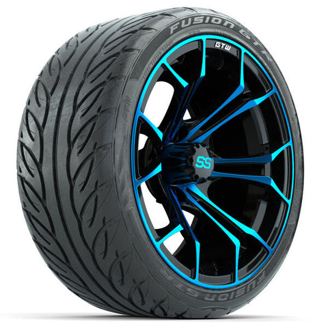 GTW Spyder Blue/Black Wheels 15x7 with 215/40-R15 Fusion GTR Street Tires